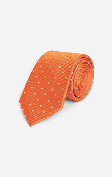 Tangerine Twill Polkadot Tie